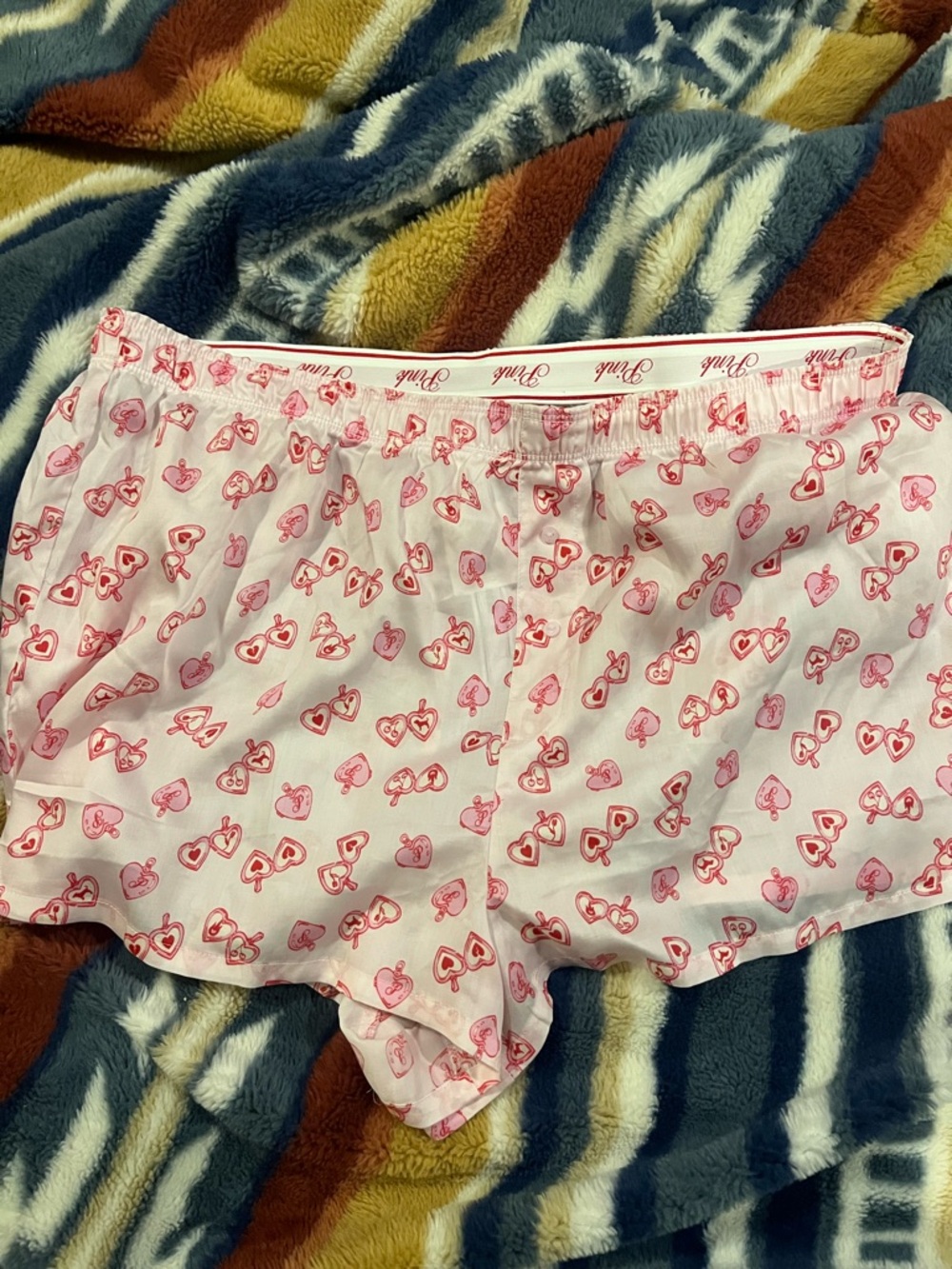 NWT PINK Victoria's Secret Pink Heart-Print Locket Lounge Pajama Shorts